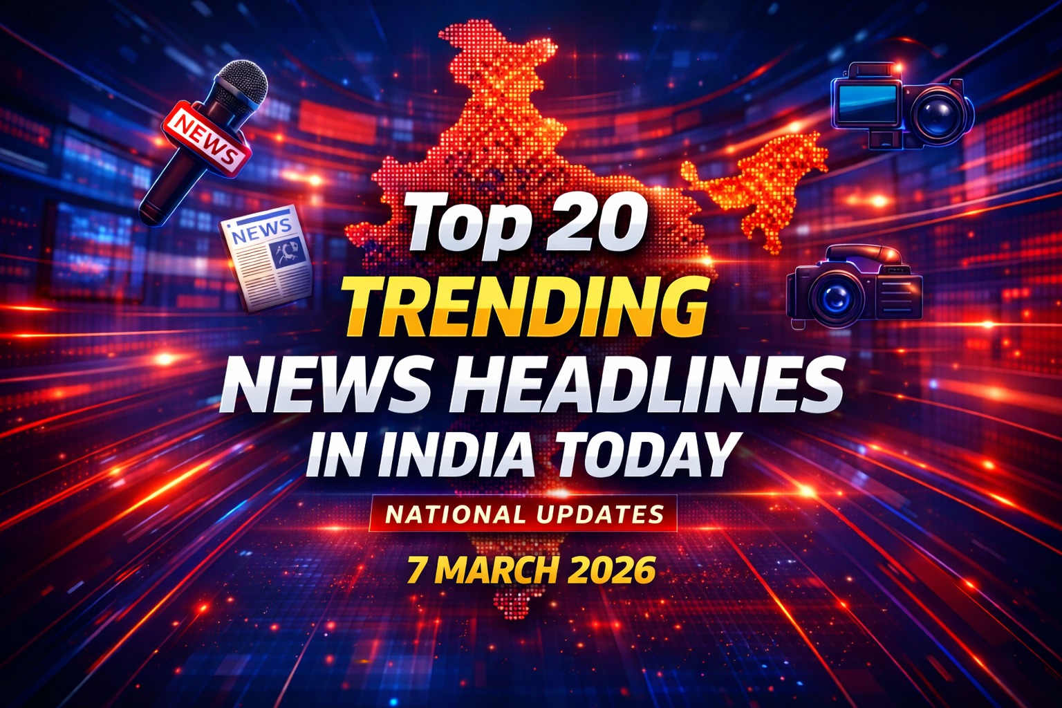 Top 20 trending news headlines in India today – 7 March 2026 national updates